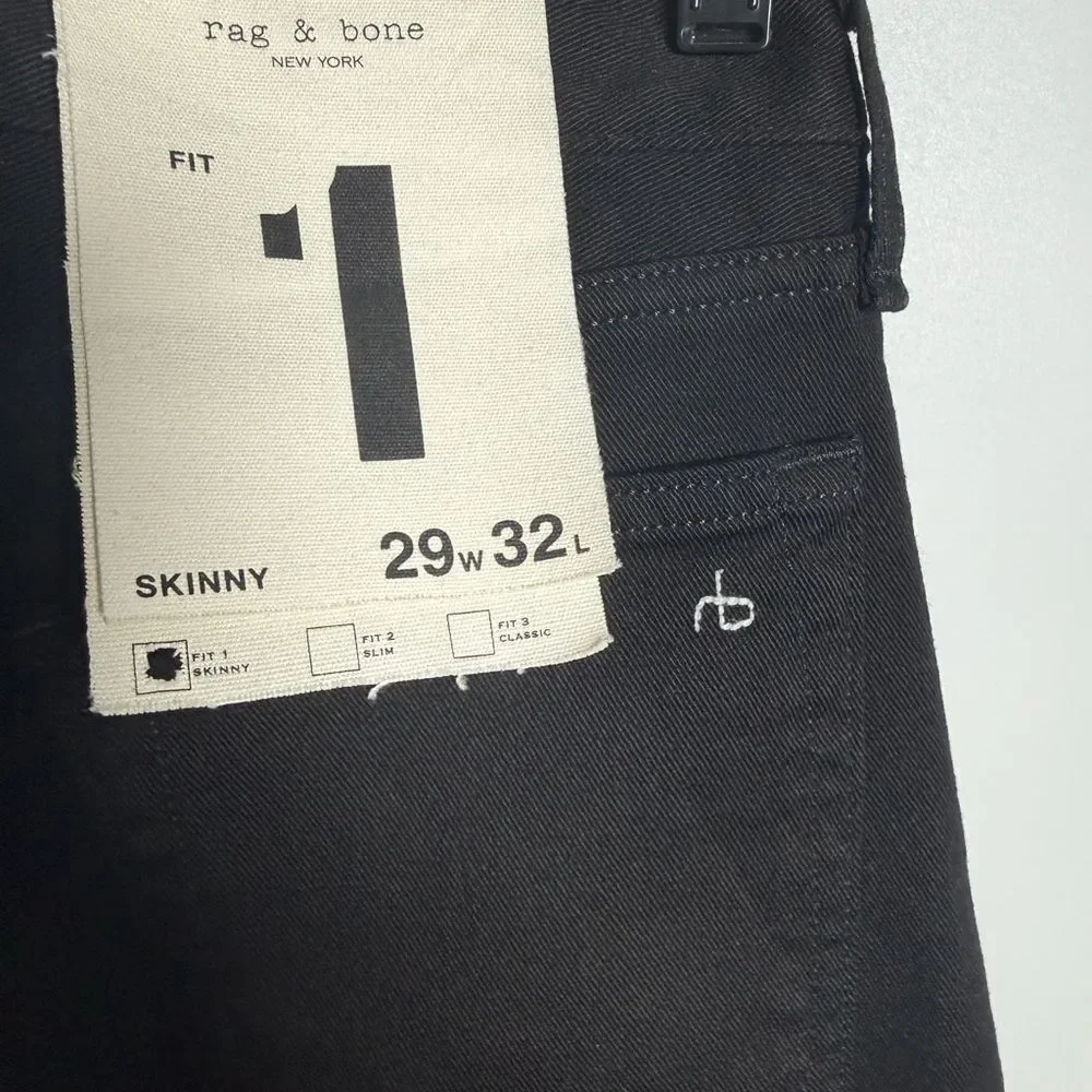 Rag & Bone Men’s Fit 1 Stretch Skinny Jeans Black 29x32 NWT